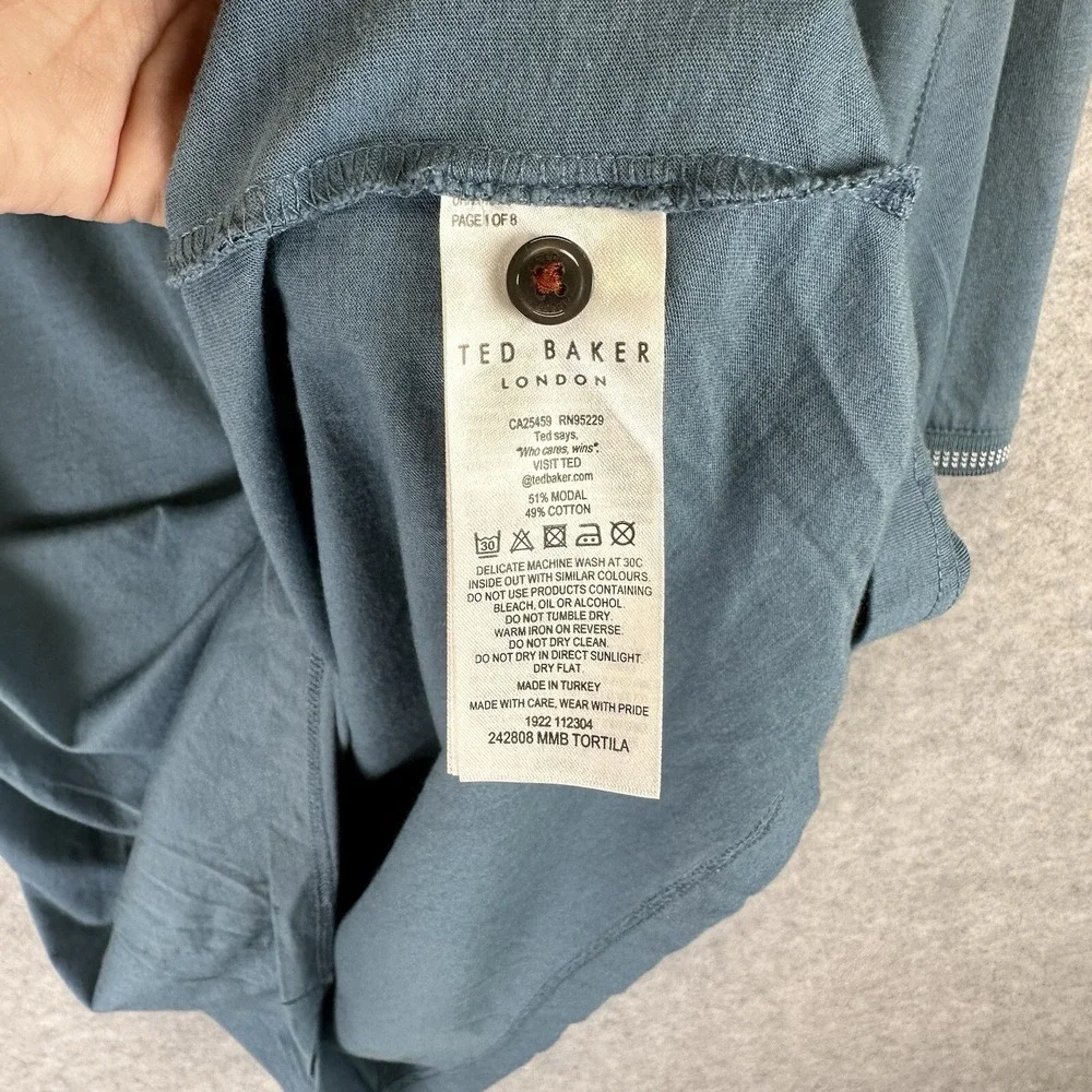 Ted Baker Polo Collared Shirt Tortila Sz 7 Stretch Short Sleeve Casual Basic 3XL